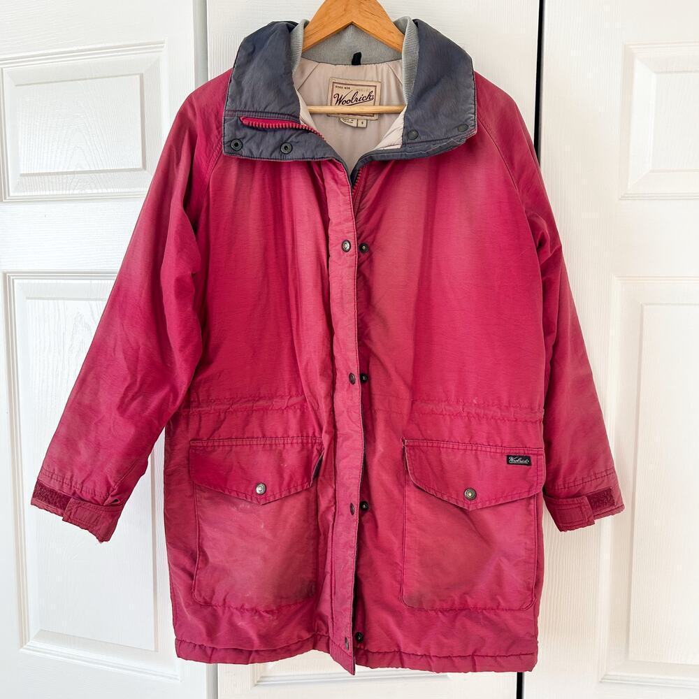 Vintage Woolrich Jacket Red Gray Women’s Small Chore Barn Outdoor Utility Coat